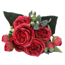Bouquet de flores artificiais de seda com peônias e rosas vermelhas, decorativo para ambientes, marca Sodial