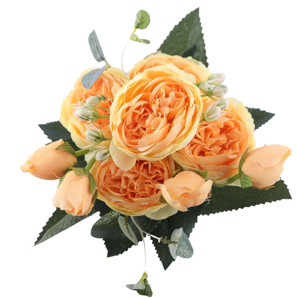 Buquê de flores artificiais de seda com peônias e rosas amarelas, decoração elegante de plantas e flores artificiais Sodial