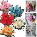 Buquê de flores artificiais de seda com peônias e rosas, decoração elegante de flores e plantas artificiais Sodial
