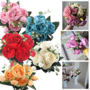 Buquê de flores artificiais de seda com peônias e rosas, decoração elegante de flores e plantas artificiais Sodial