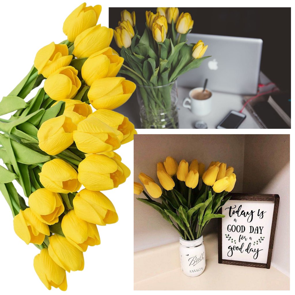 Conjunto de 10 flores de tulipa artificiais da marca Eastjing, decoração de casa com flores e plantas artificiais.