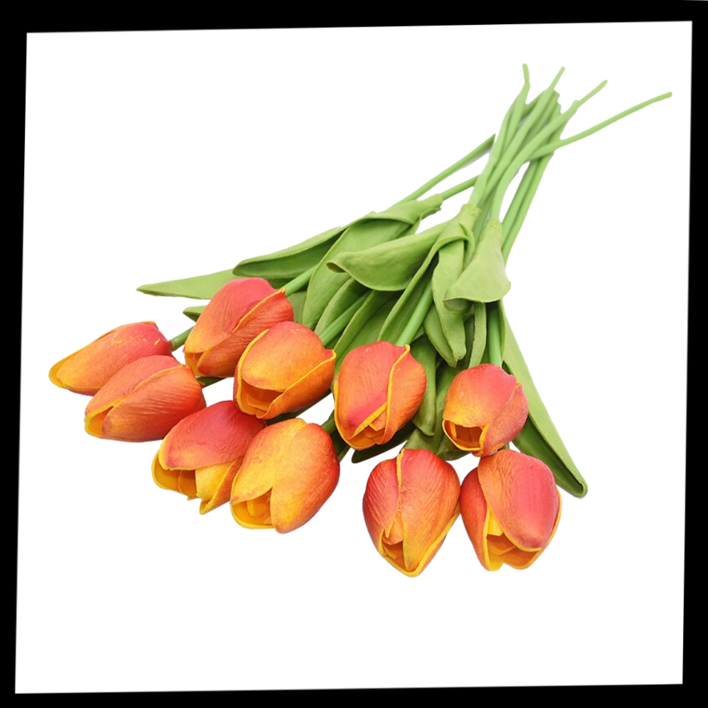 Conjunto de 10 flores de tulipa artificiais da marca Eastjing, ideal para decoração duradoura e elegante.