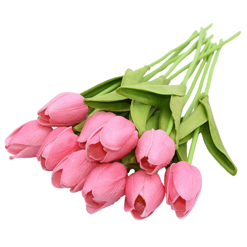 10 flores de tulipa artificiais rosas Eastjing, conjunto de flores e plantas artificiais para decoração.