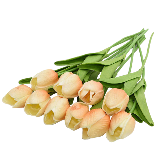 Conjunto de 10 flores de tulipa artificiais na cor salmão, decorativas e realistas, da marca Eastjing.