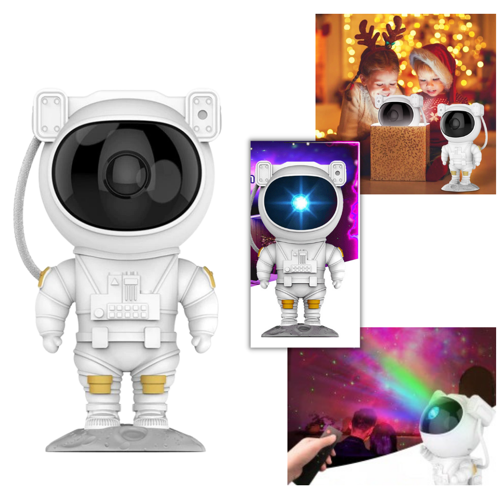 Lâmpada de noite de projeção de astronauta da marca Alice, com múltiplas cores de luz para ambiente aconchegante.