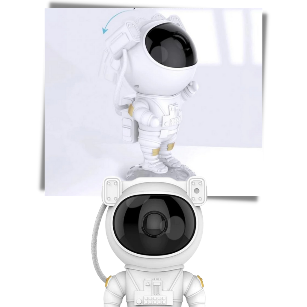 Lâmpada de noite projetora de astronauta da Alice com luzes coloridas e cabeça ajustável, ideal para decoração de ambiente.