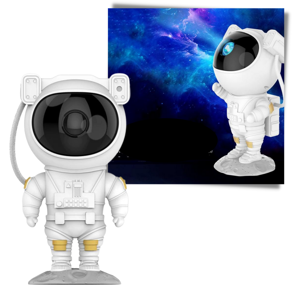 Lâmpada de noite de projeção de astronauta da Alice com luzes coloridas, ideal para ambientes relaxantes e decorativos.