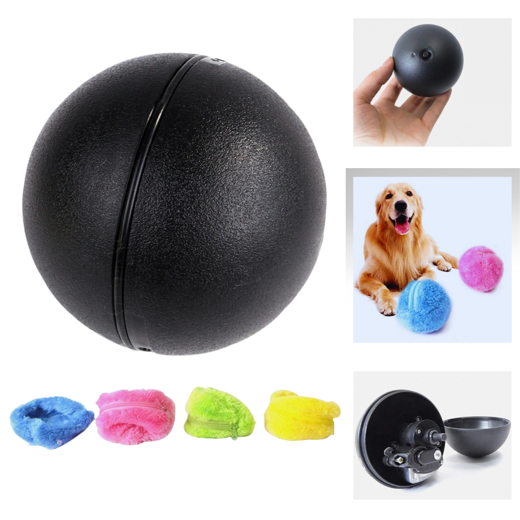 Bola rotativa automática para cães da Eastjing com 4 capas substituíveis, brinquedo interativo para entretenimento canino