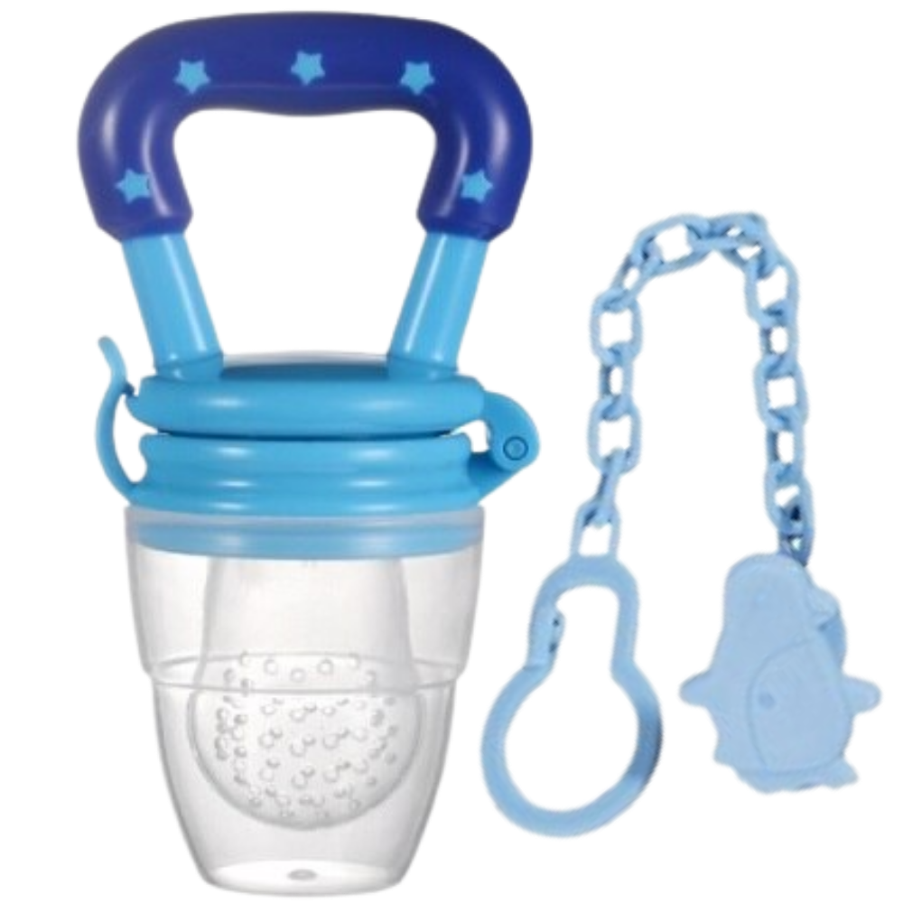 Tétina para bebê com sistema de pousador, produto da linha Tétines e sacos para biberons, na cor azul da Perfect Office Products 2020.