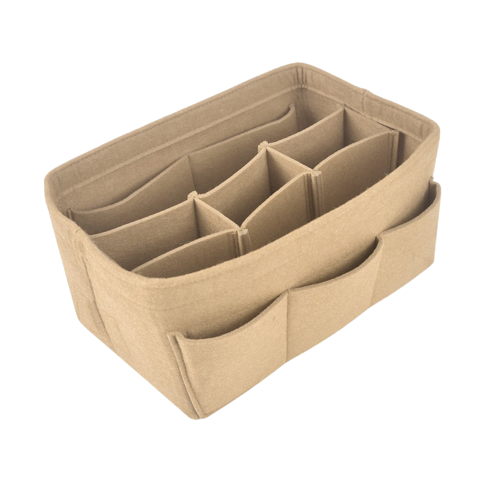 Organizador de bolsa Dido bege, com compartimentos internos para manter itens organizados e acessíveis.