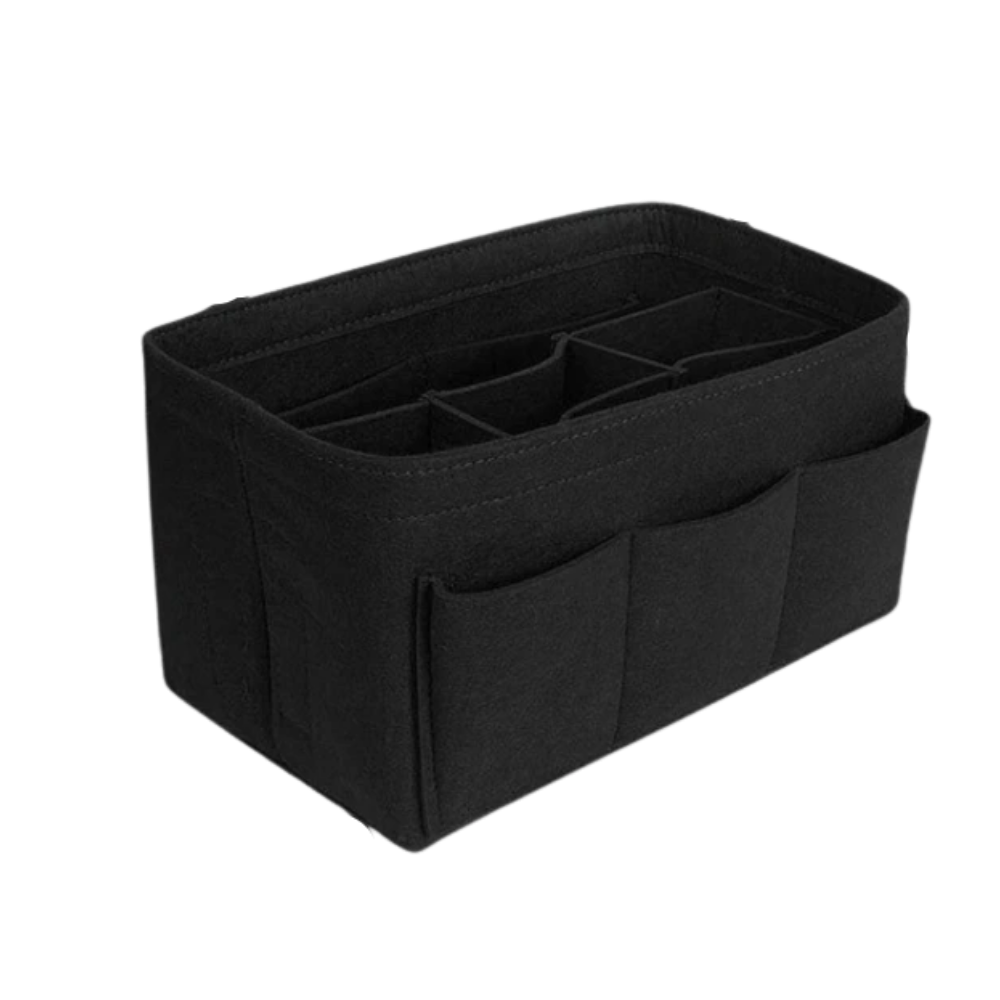 Organizador de bolsa Dido preto, suporte para manter itens organizados e acessíveis dentro de bolsas e sacolas.