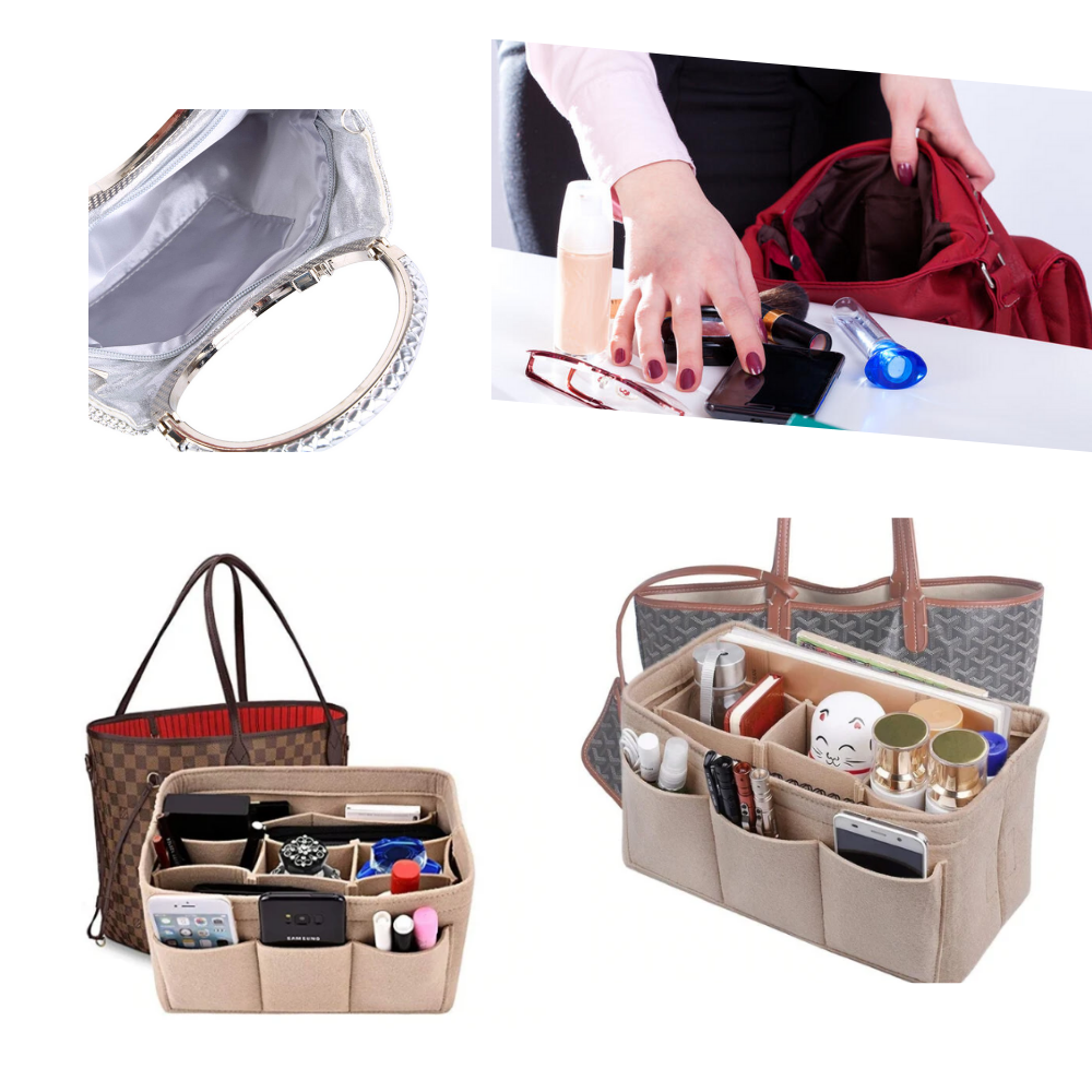 Organizador de bolsas Dido para acessórios e organização de bolsas, com compartimentos internos visíveis na imagem.