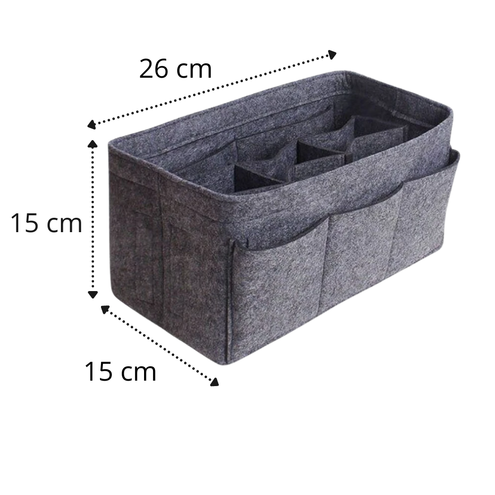 Organizador de bolsa Dido para manter itens organizados, com compartimentos internos para bolsas e acessórios.