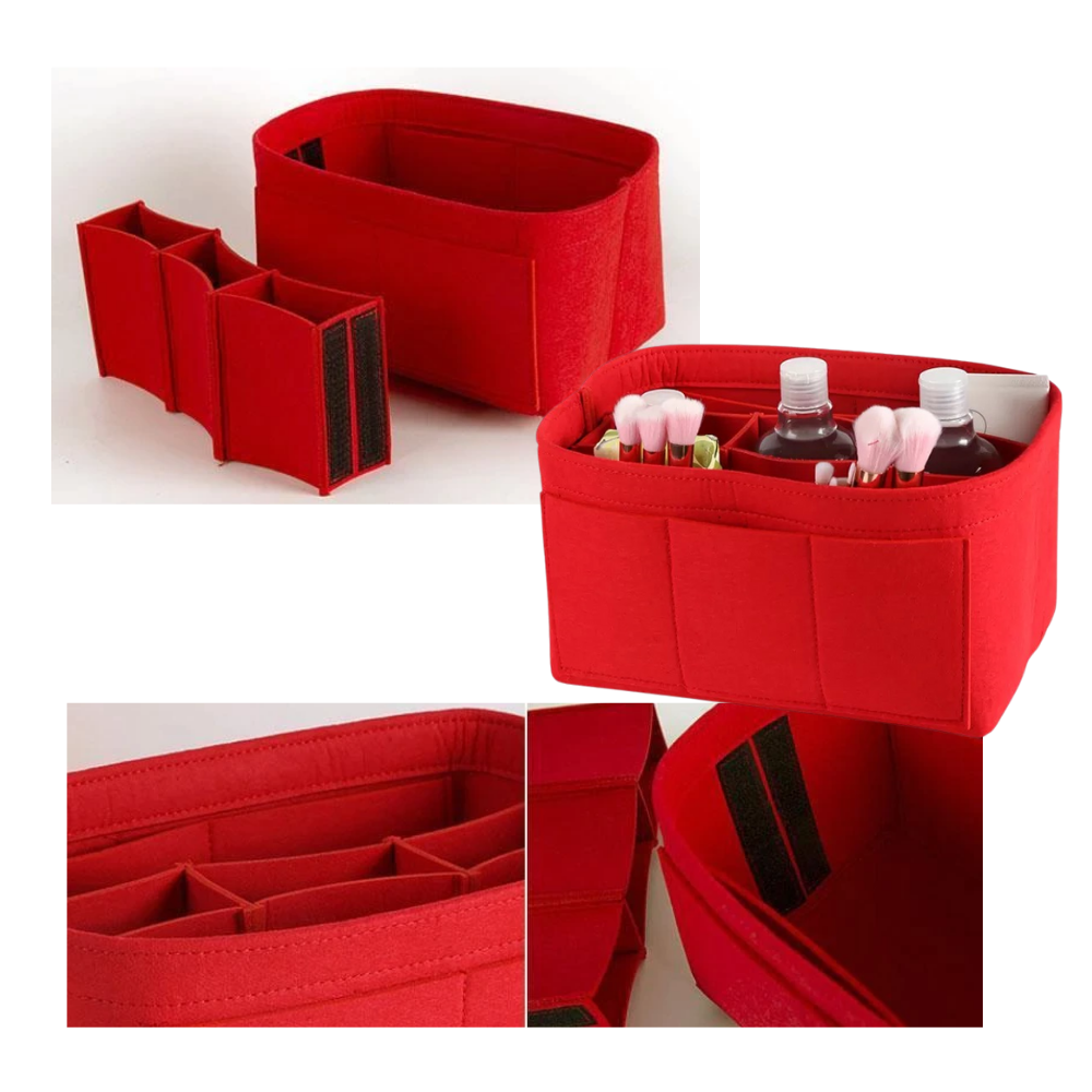 Organizador de bolsa Dido com bolsos internos para organização eficiente de itens em bolsas e bolsas femininas.