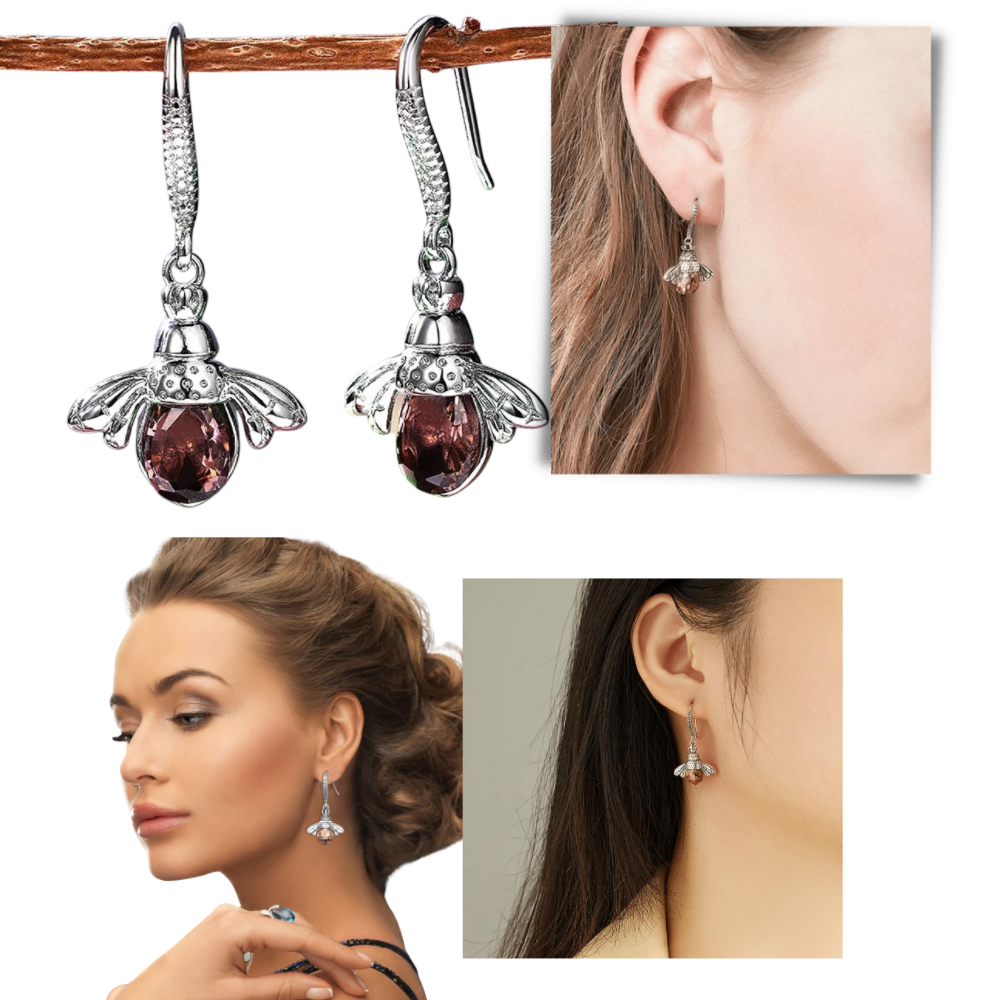 Brincos de argola Sanume em formato de abelha com design leve e delicado, feitos em material dourado.