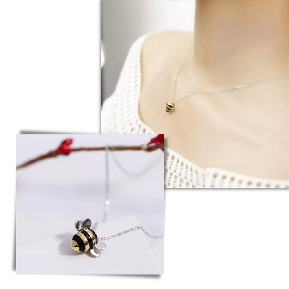 Colar em forma de abelha da marca Newpee, com detalhes delicados de abelha, feito de material brilhante e elegante.