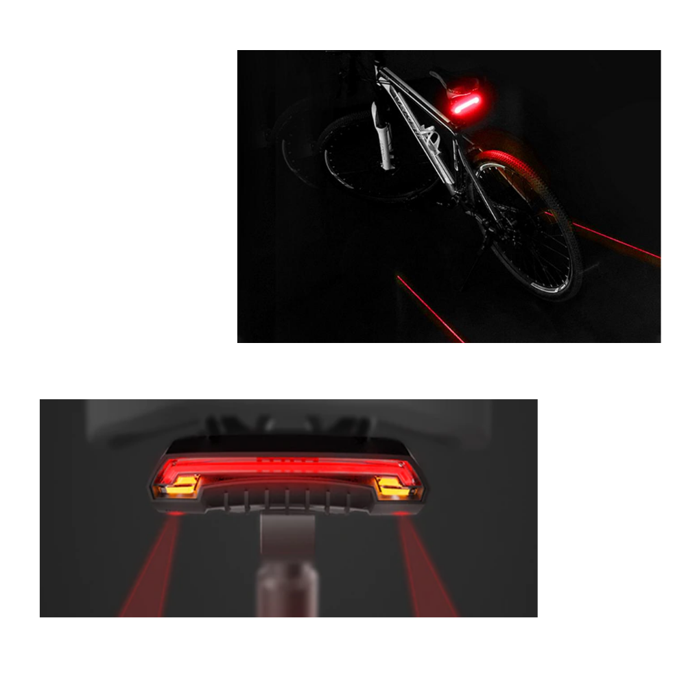 Luz de segurança traseira para bicicleta Bfull com sinais de pisca-pisca automáticos, iluminação visível para segurança no ciclismo