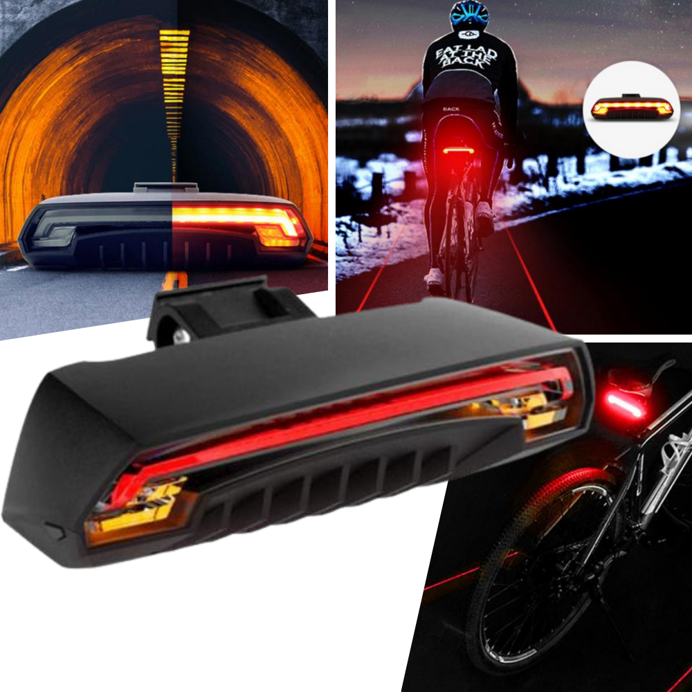 Luz de segurança traseira para bicicleta Bfull com luzes de piscar, ideal para ciclismo e maior visibilidade noturna.