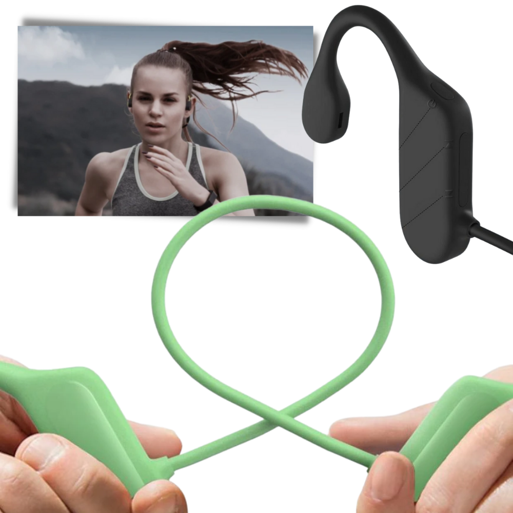 Fones de ouvido de condução óssea Foeses, componentes de áudio confortáveis, com design que permite ouvir sem bloquear as orelhas.