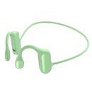 Fones de ouvido de condução óssea Foeses na cor verde, componentes de áudio que deixam as orelhas livres para ouvir o ambiente.