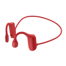 Fones de ouvido de condução óssea Foeses na cor vermelha, componentes de áudio com design inovador para conforto e som de alta qualidade.