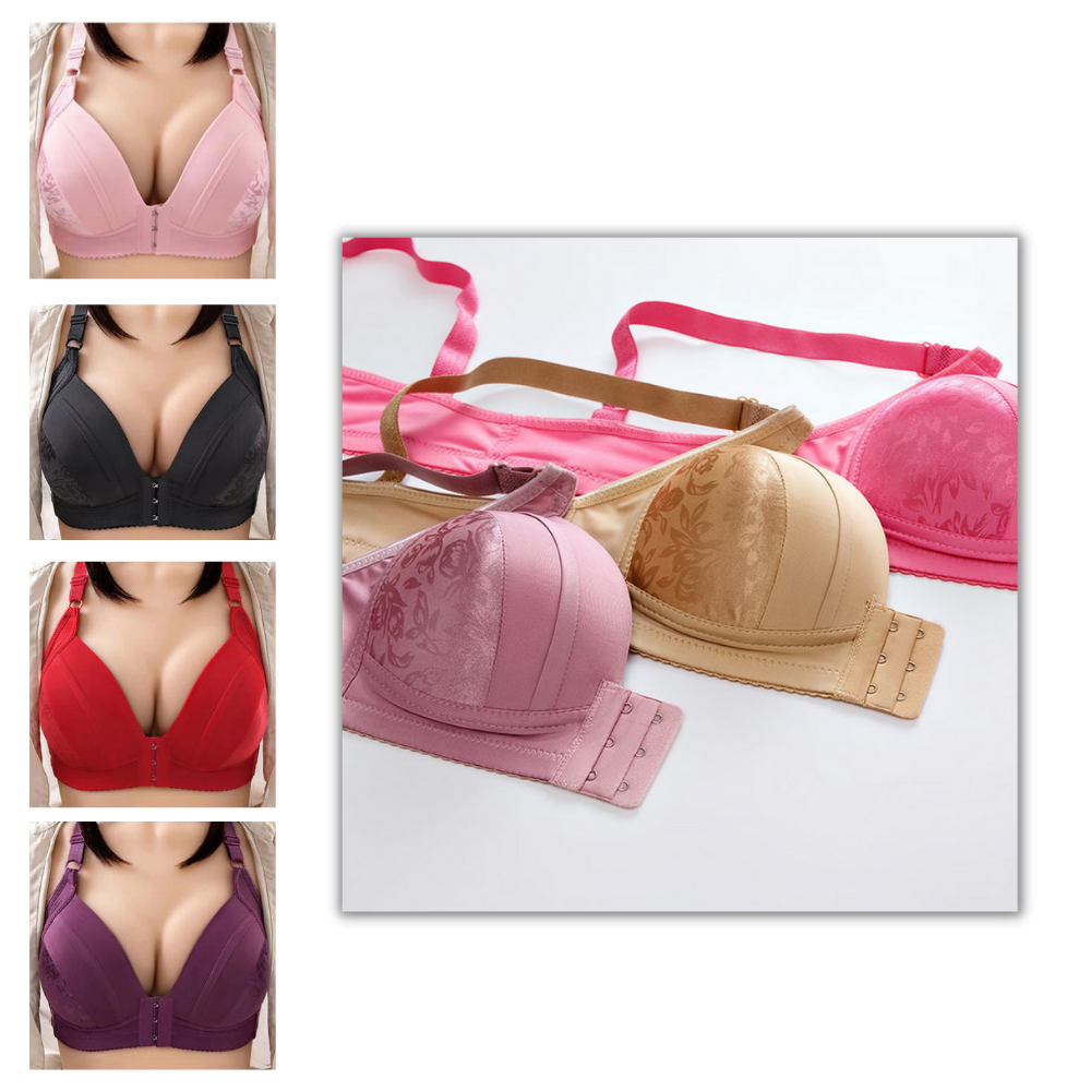 Soutien-gorge rebaixado sem fio da Naiflowers, roupa íntima confortável, em cores variadas, visível na imagem.