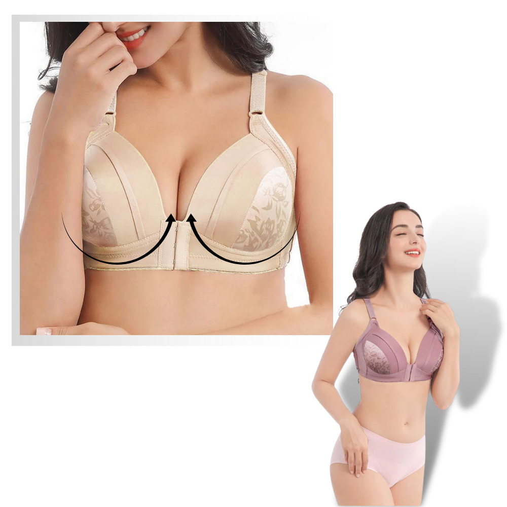 Soutien-gorge rebaixador sem costura da Naiflowers, lingerie confortável e sem fio, com efeito modelador visível na imagem.