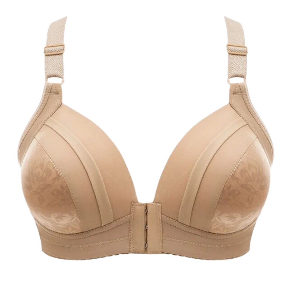 Soutien-gorge rebaixador sem arame da Naiflowers, cor nude, com suporte confortável e sem costura, ideal para uso diário.