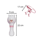 Máquina de bolhas 2-em-1 Floepx, brinquedo de atividade com design compacto, produz bolhas coloridas para diversão infantil.