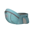 Assento de porte-bebê para as costas em verde, marca Wonderfold Wagon, com suporte confortável para bebê na cintura.