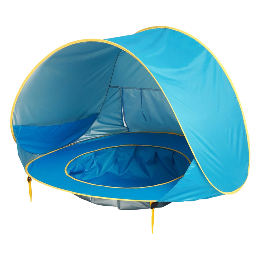 Tenda de praia portátil para bebê da Elbourn, com mini piscina azul, ideal para camping e atividades ao ar livre com crianças