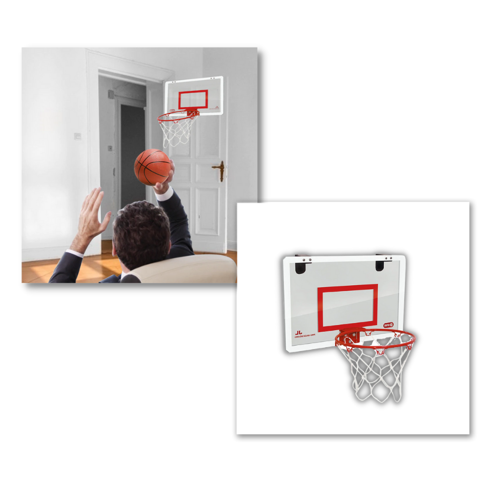 Conjunto de mini cesta de basquete Gosports com bola de basquete pequena, ideal para jogos internos e decoração esportiva.