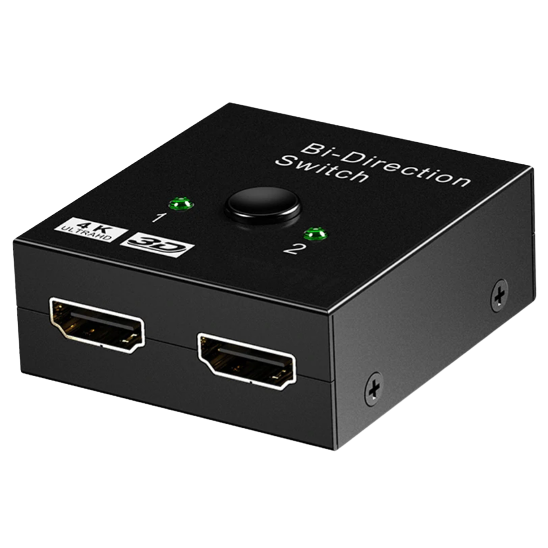 Divisor HDMI bi-direcional 4K da Xcsource, mostrando cabos conectados para transmitir vídeo em alta resolução.