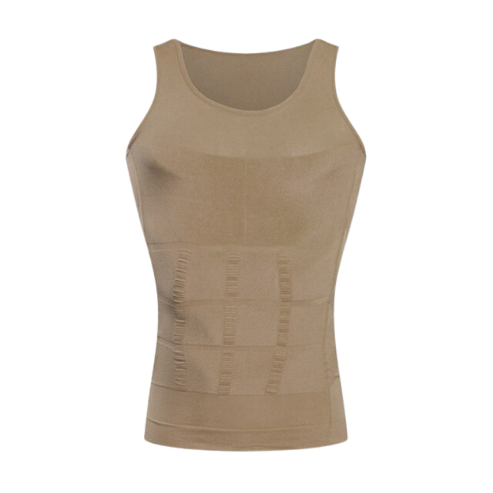 Camisa modeladora de compressão bege da marca Mersariphy, corpo ajustado e confortável, roupa de sous-vêtements shapewear.