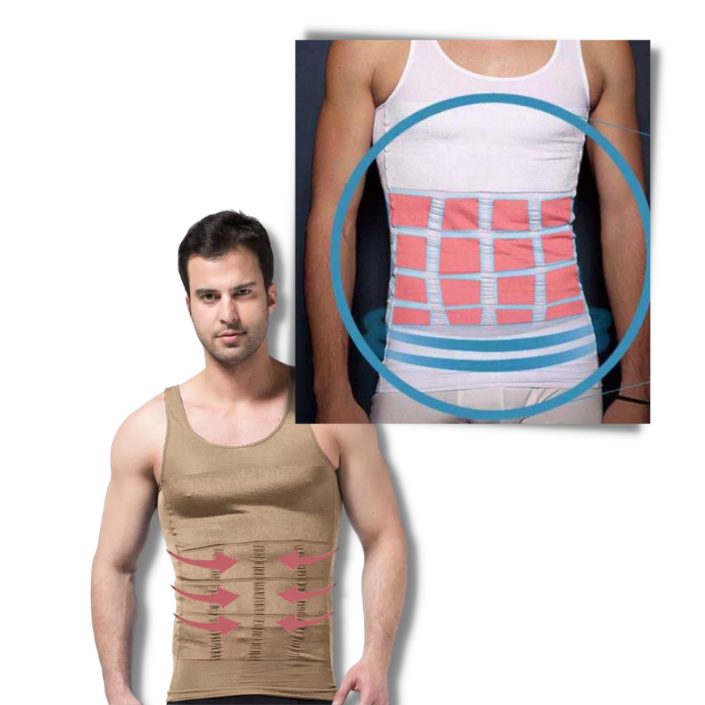 Camisa body shaper model de compressão da marca Mersariphy, vestido de baixo que modela a silhueta do corpo.
