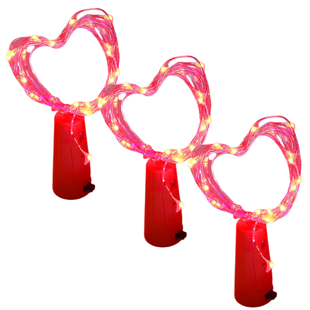 Conjunto de 3 guirlandes de luz LED vermelha para garrafas com tampas de cortiça, luminária decorativa da marca Fullbell