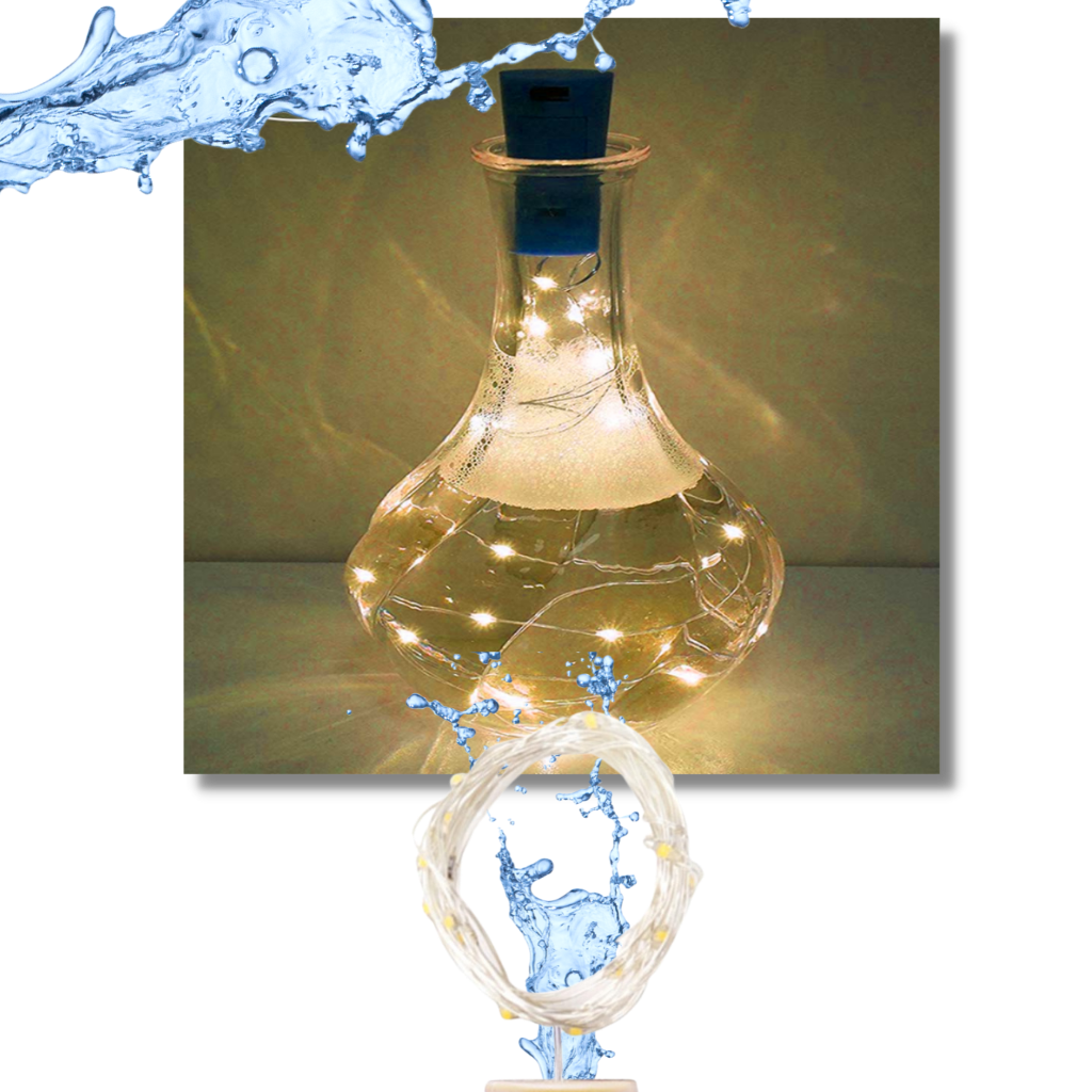 Conjunto de 3 luminárias LED para garrafas com tampas de cortiça, à prova d'água, da marca Fullbell.