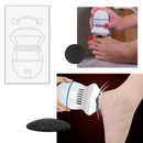 Remover de calos elétrico Eastjing para cuidado dos pés, mostrando o dispositivo e a cabeça de lixa em uso.