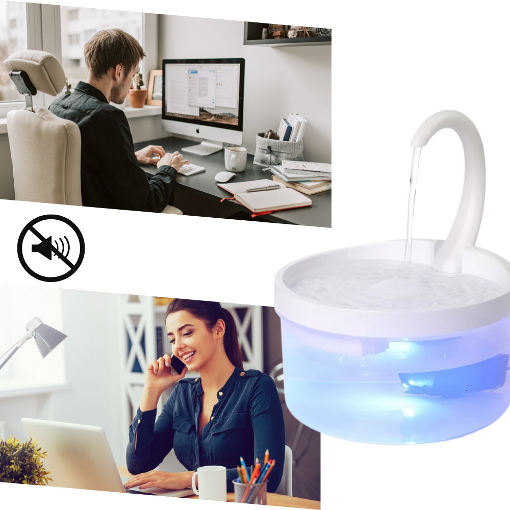 Fonte de água automática para gatos Urbest com luz LED, silenciosa, ideal para manter gatos hidratados e estimulados.