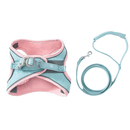 Colete rosa e azul para gatos com conjunto de coleira e guia da Topumt, ideal para passeios seguros com animais de estimação.