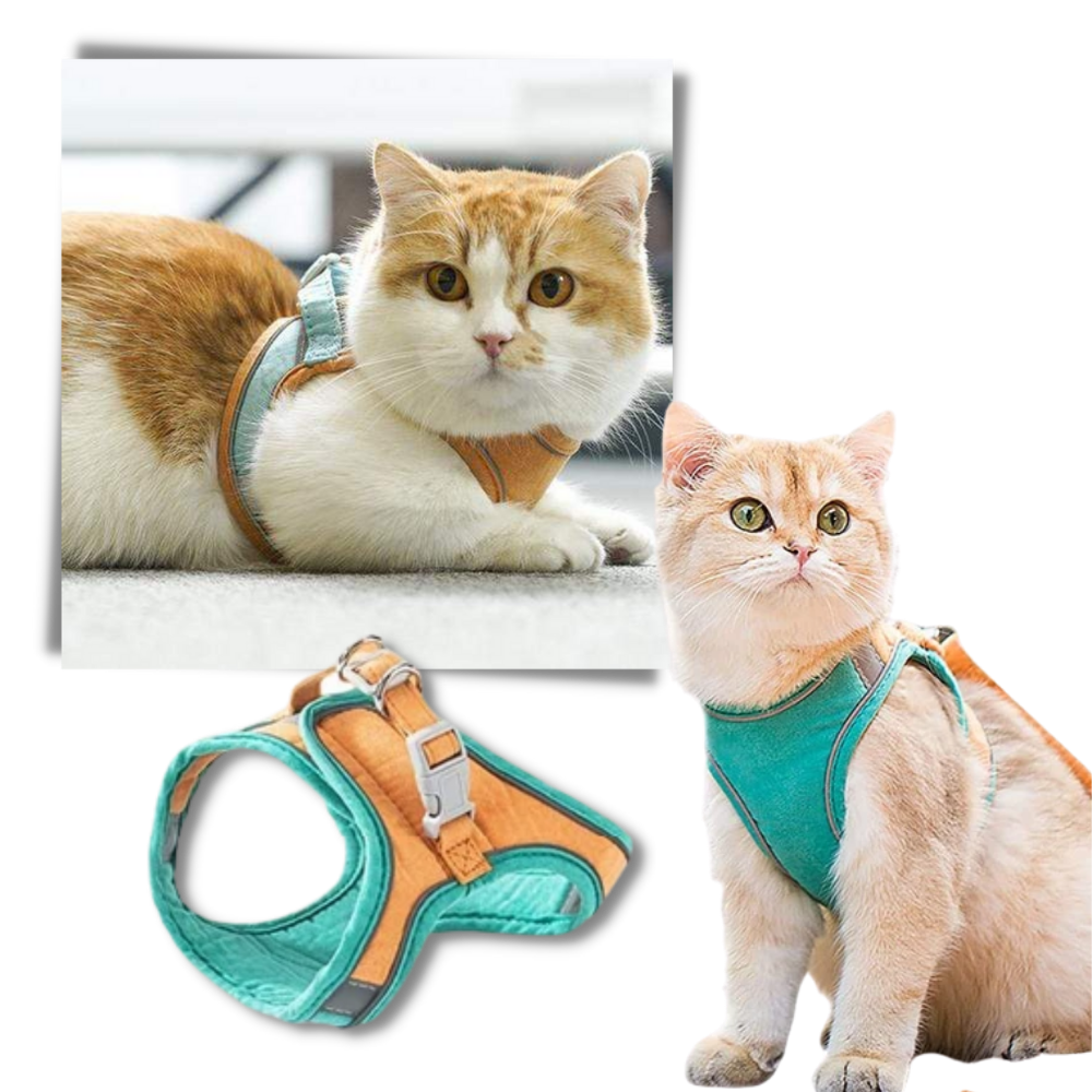 Coleira e guia para animais de estimação Topumt, conjunto com colete para gatos, ideal para passeios seguros e confortáveis.