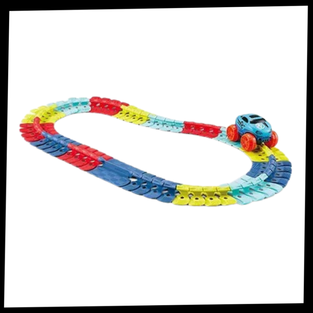 Faixa de circuito flexível para carros de brinquedo Yotijar, pista modular com peças intercambiáveis, ideal para veículos de jogo.