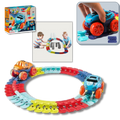 Faixa de circuito de trilhos flexíveis Yotijar para veículos de brinquedo, com trilhos ajustáveis e coloridos para diversão.