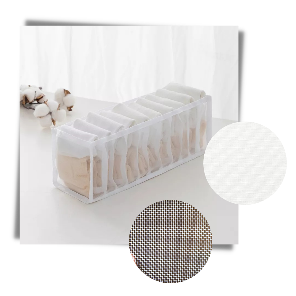 Organizador de roupas em malha Pakewalm para armazenamento e organização de roupas no closet ou quarto.