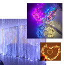 Cortina de luzes LED com controle remoto, luminária decorativa para ambientes internos, com fios e várias cores de iluminação