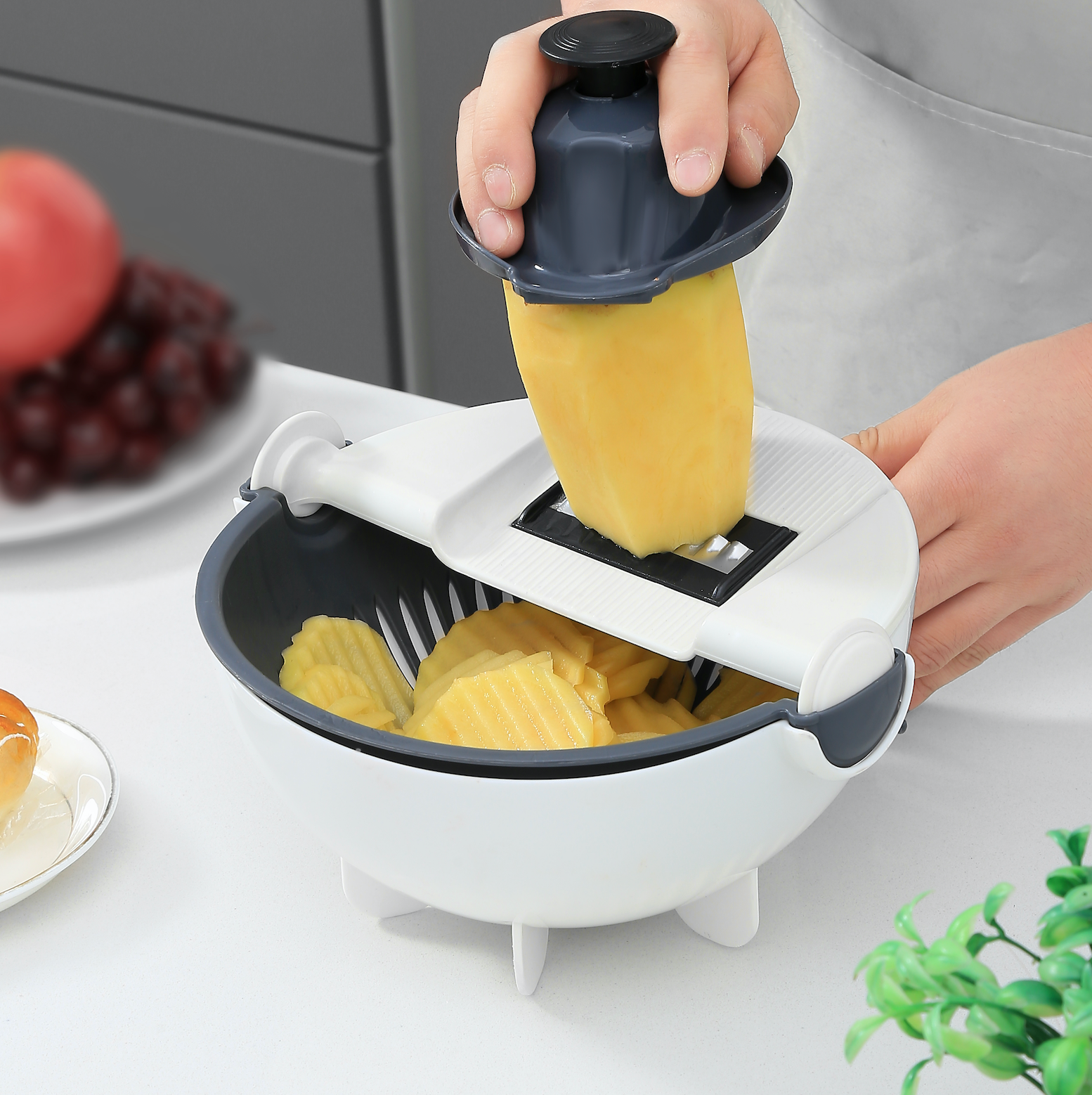 Coupe-légumes 4-em-1 Kogiio, utensílios de cozinha com várias funções para preparar alimentos de forma prática.
