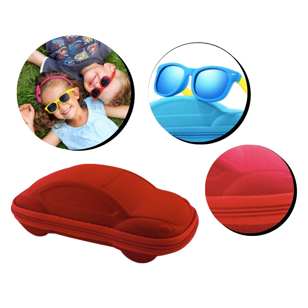 Estojo para óculos de sol infantil Wellpaid Entity com zíper, design fashion e proteção para óculos de crianças.