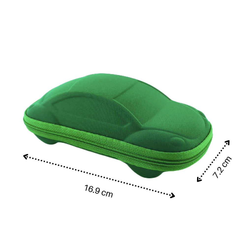 Estojo de óculos de sol infantil Wellpaid Entity com zíper, ideal para proteger as lentes de crianças, com detalhes coloridos.