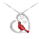 Colar com pingente de cardenal em forma de coração, estilo delicado, marca Ottwn, com detalhes de folhas douradas.