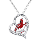 Colar com pingente de cardeal em forma de coração, colar Ottwn com design delicado e detalhe em vermelho.